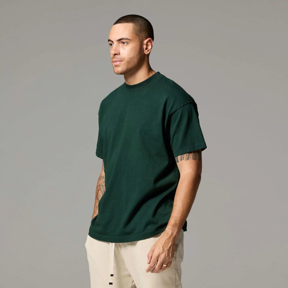 Talentless Men’s Heavyweight T-Shirt Dark Forest Green Oversized Relaxed Tee